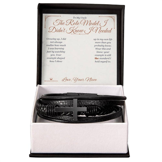 The Role Model I Didn't Know I Needed - Men's Cross Bracelet for Uncle - personalized keepsake gift from SKH Radiant Expressions