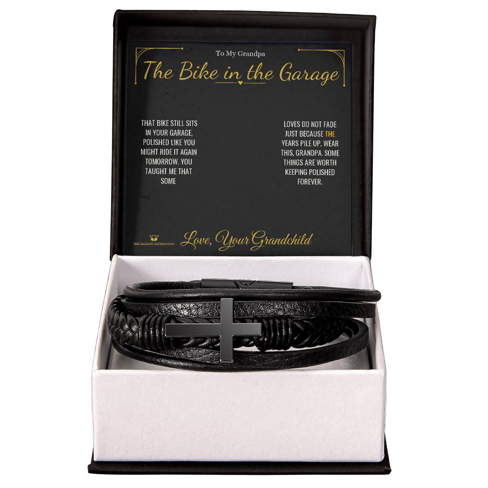The Bike in the Garage - Men's Cross Bracelet for Grandfather - personalized keepsake gift from SKH Radiant Expressions