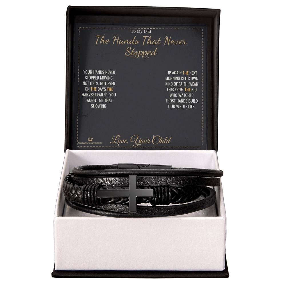 The Hands That Never Stopped - Men's Cross Bracelet for Dad - personalized keepsake gift from SKH Radiant Expressions