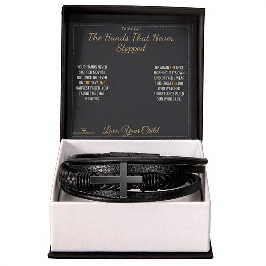 The Hands That Never Stopped - Men's Cross Bracelet for Dad - personalized keepsake gift from SKH Radiant Expressions
