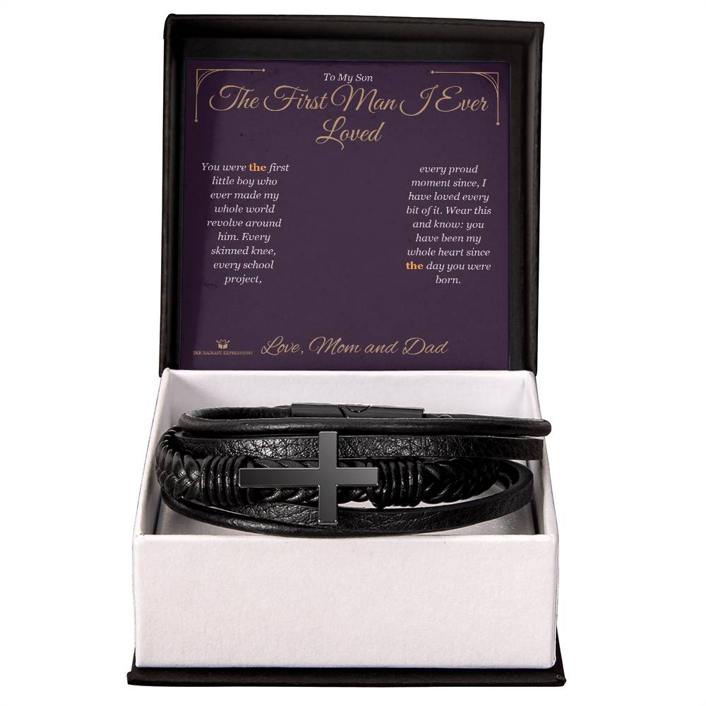 The First Man I Ever Loved - Men's Cross Bracelet for Son - personalized keepsake gift from SKH Radiant Expressions