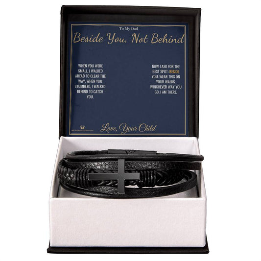 Beside You, Not Behind - Men's Cross Bracelet for Dad - personalized keepsake gift from SKH Radiant Expressions