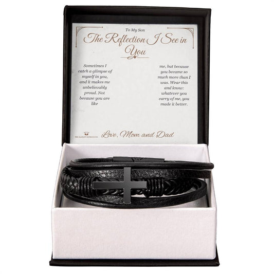 The Reflection I See in You - Men's Cross Bracelet for Son - personalized keepsake gift from SKH Radiant Expressions