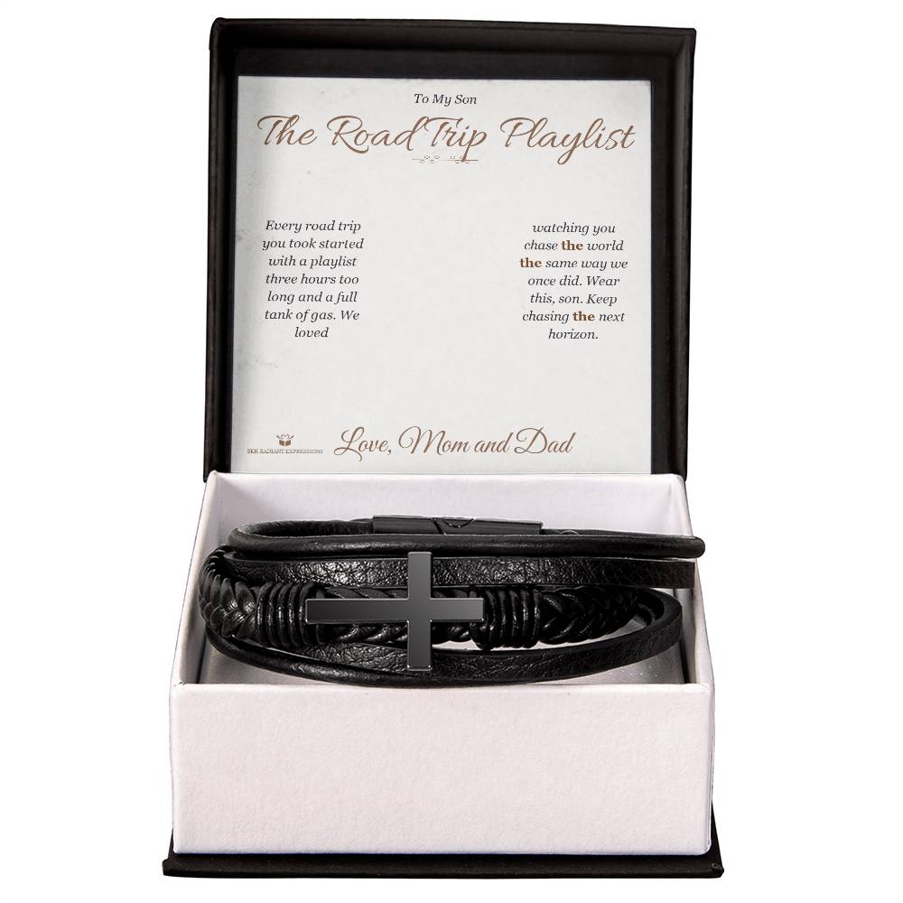 The Road Trip Playlist - Men's Cross Bracelet for Son - personalized keepsake gift from SKH Radiant Expressions