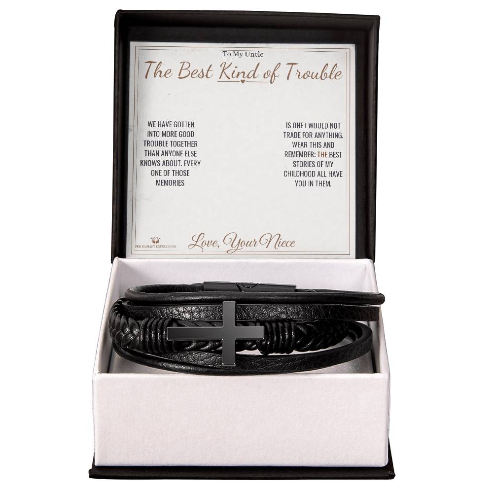 The Best Kind of Trouble - Men's Cross Bracelet for Uncle - personalized keepsake gift from SKH Radiant Expressions