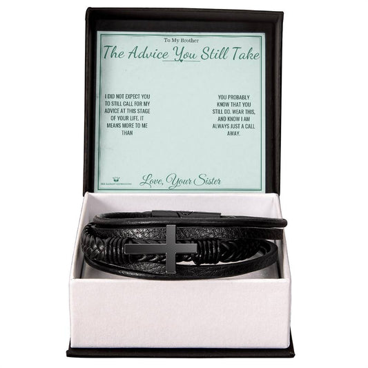 The Advice You Still Take - Men's Cross Bracelet for Brother - personalized keepsake gift from SKH Radiant Expressions