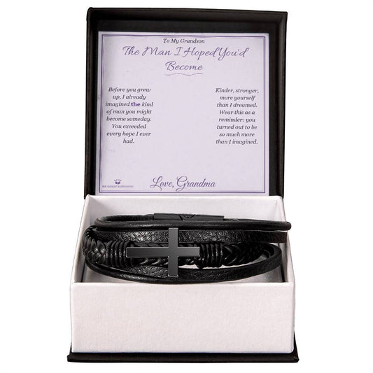 The Man I Hoped You'd Become - Men's Cross Bracelet for Grandson - personalized keepsake gift from SKH Radiant Expressions