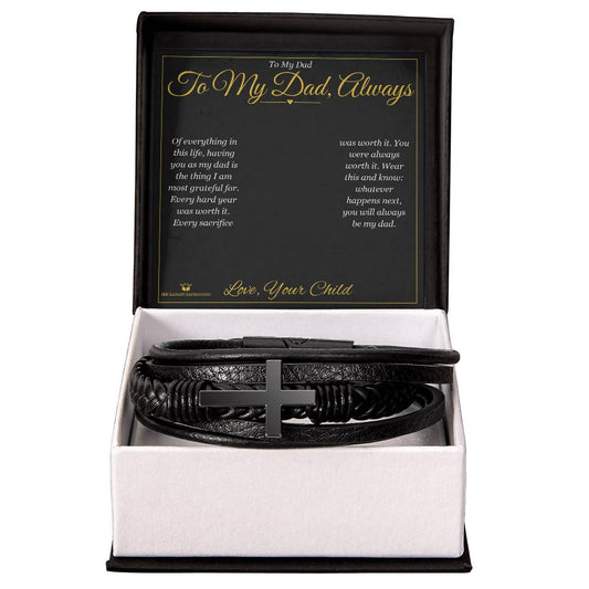 To My Dad, Always - Men's Cross Bracelet for Dad - personalized keepsake gift from SKH Radiant Expressions