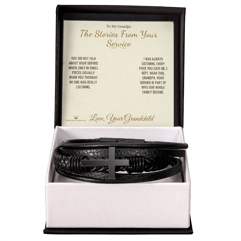 The Stories From Your Service - Men's Cross Bracelet for Grandfather - personalized keepsake gift from SKH Radiant Expressions