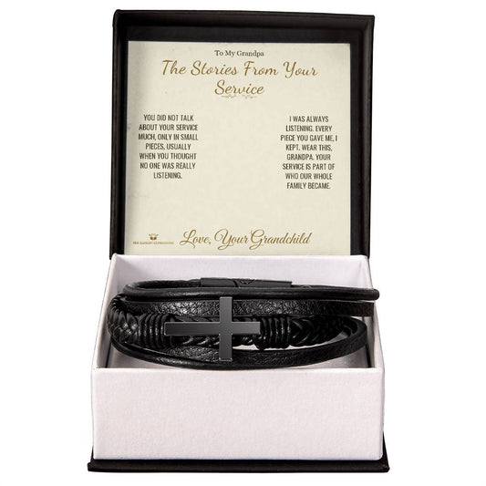The Stories From Your Service - Men's Cross Bracelet for Grandfather - personalized keepsake gift from SKH Radiant Expressions