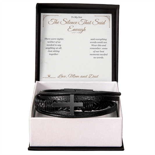 The Silence That Said Enough - Men's Cross Bracelet for Son - personalized keepsake gift from SKH Radiant Expressions