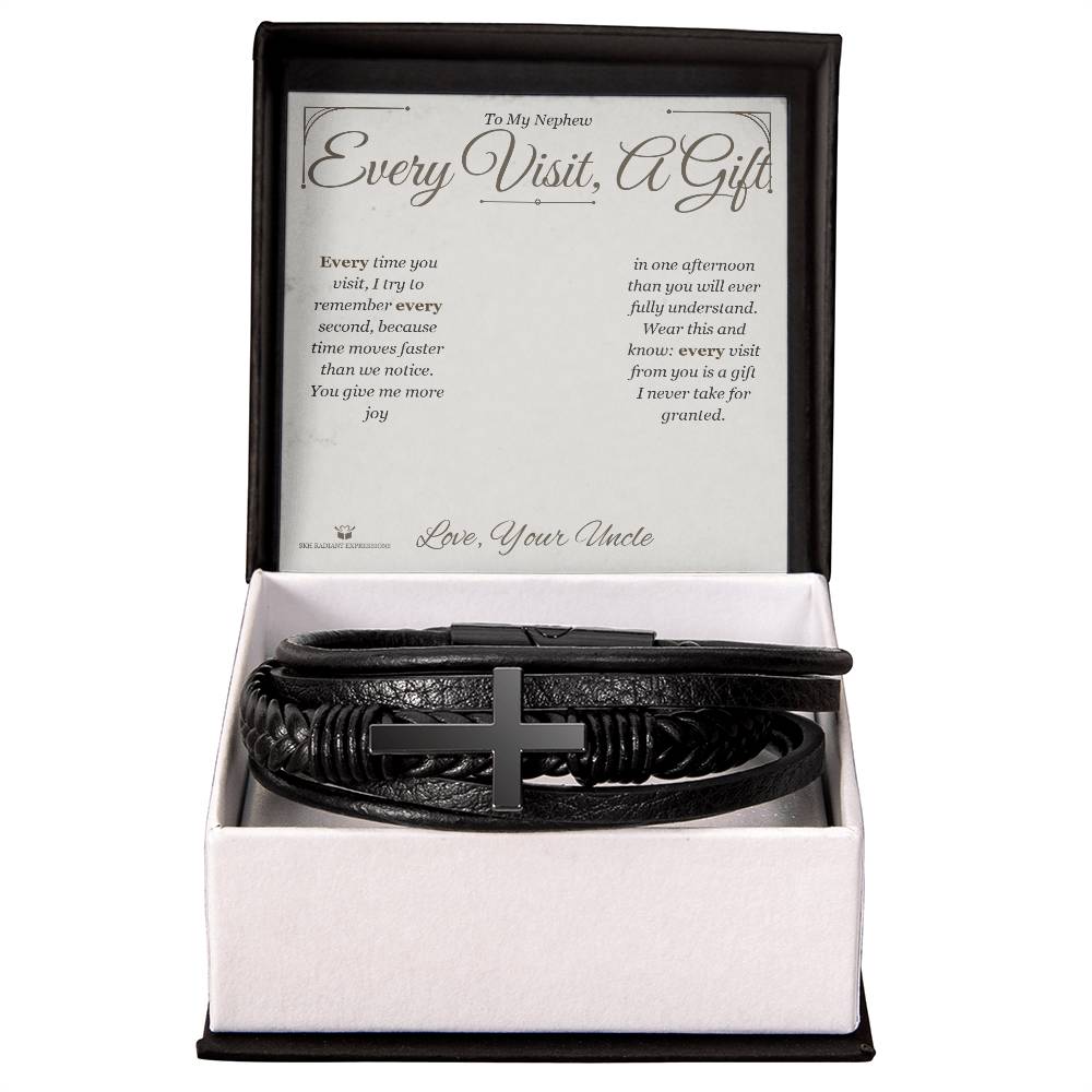 Every Visit, A Gift - Men's Cross Bracelet for Nephew
