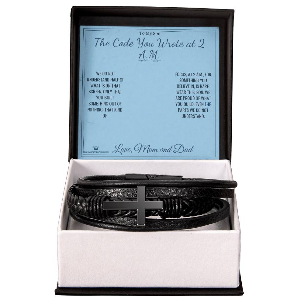 The Code You Wrote at 2 A.M. - Men's Cross Bracelet for Son - personalized keepsake gift from SKH Radiant Expressions