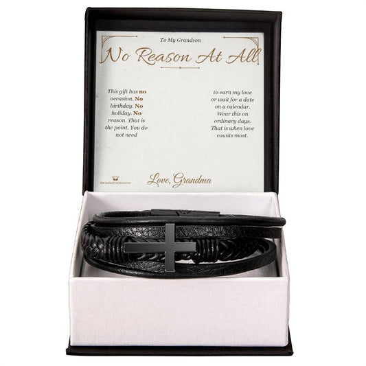 No Reason At All - Men's Cross Bracelet for Grandson - personalized keepsake gift from SKH Radiant Expressions