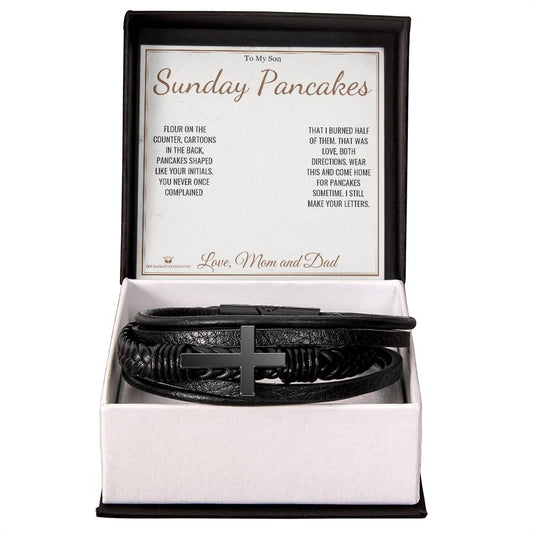 Sunday Pancakes - Men's Cross Bracelet for Son - personalized keepsake gift from SKH Radiant Expressions