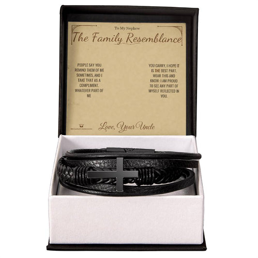 The Family Resemblance - Men's Cross Bracelet for Nephew - personalized keepsake gift from SKH Radiant Expressions