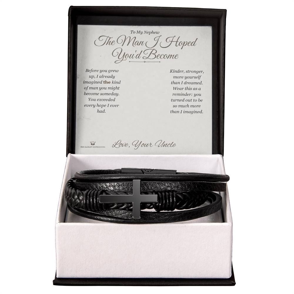 The Man I Hoped You'd Become - Men's Cross Bracelet for Nephew