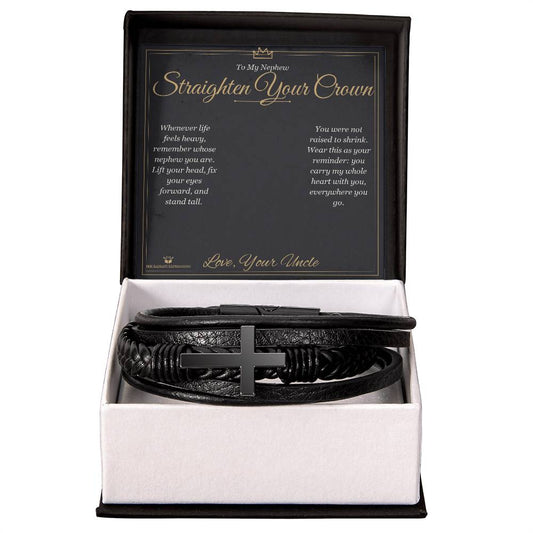 Straighten Your Crown - Men's Cross Bracelet for Nephew - personalized keepsake gift from SKH Radiant Expressions