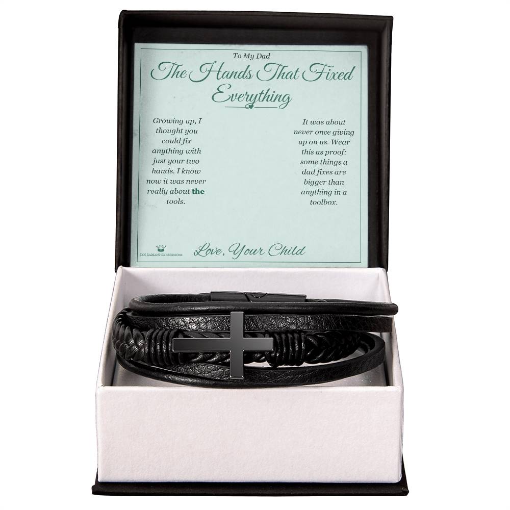 The Hands That Fixed Everything - Men's Cross Bracelet for Dad - personalized keepsake gift from SKH Radiant Expressions