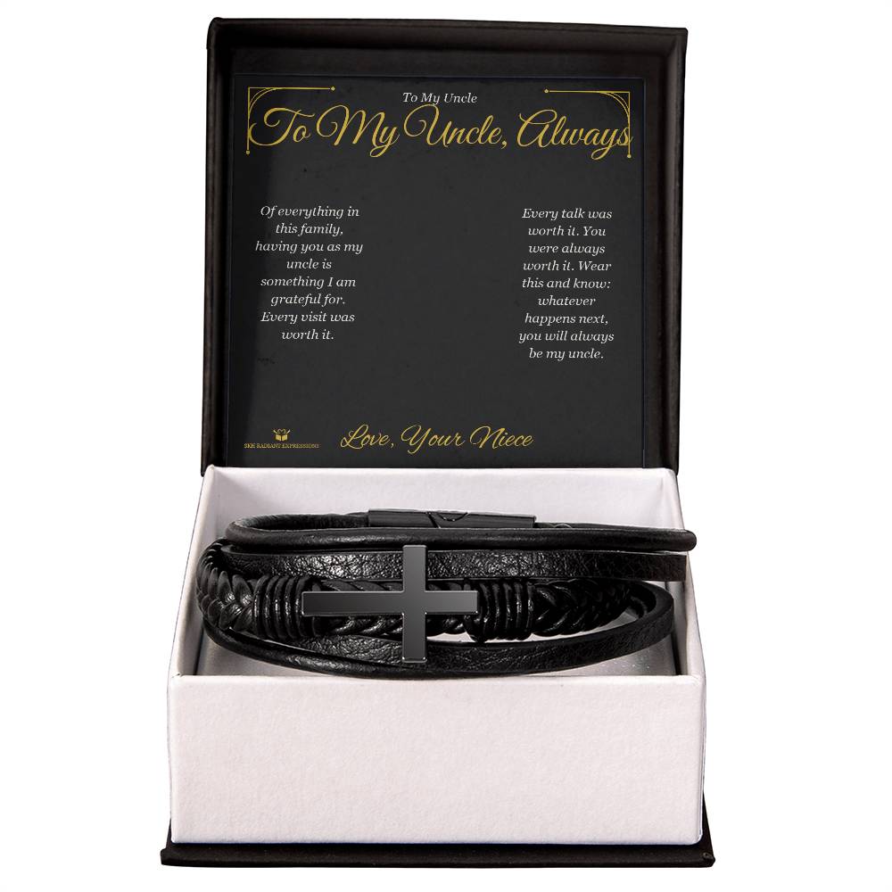 To My Uncle, Always - Men's Cross Bracelet for Uncle - personalized keepsake gift from SKH Radiant Expressions