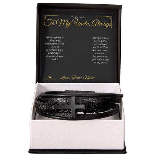 To My Uncle, Always - Men's Cross Bracelet for Uncle - personalized keepsake gift from SKH Radiant Expressions