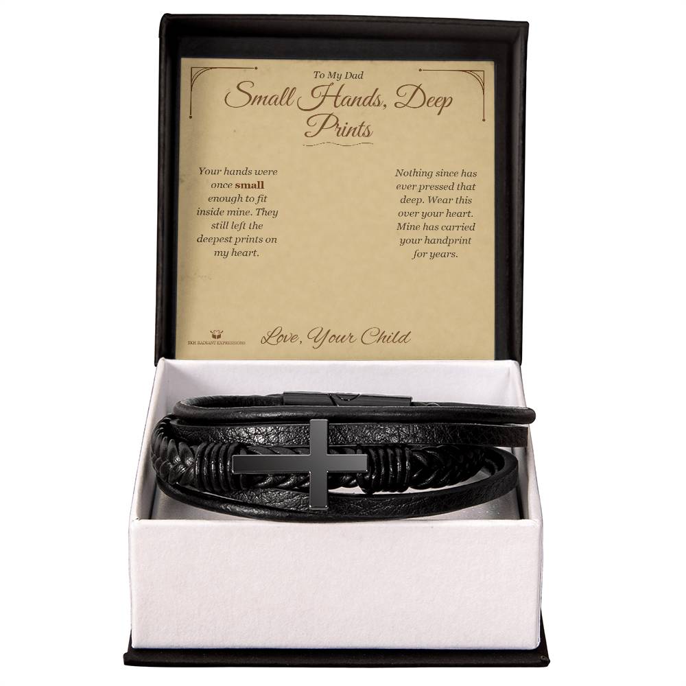 Small Hands, Deep Prints - Men's Cross Bracelet for Dad