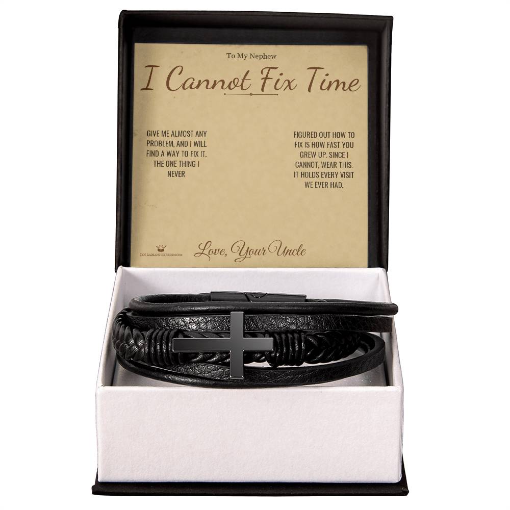 I Cannot Fix Time - Men's Cross Bracelet for Nephew