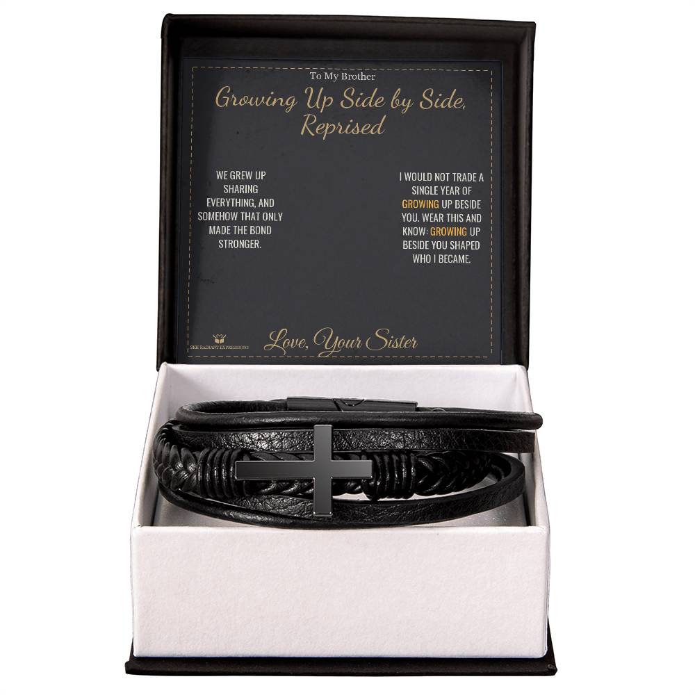 Growing Up Side by Side, Reprised - Men's Cross Bracelet for Brother - personalized keepsake gift from SKH Radiant Expressions