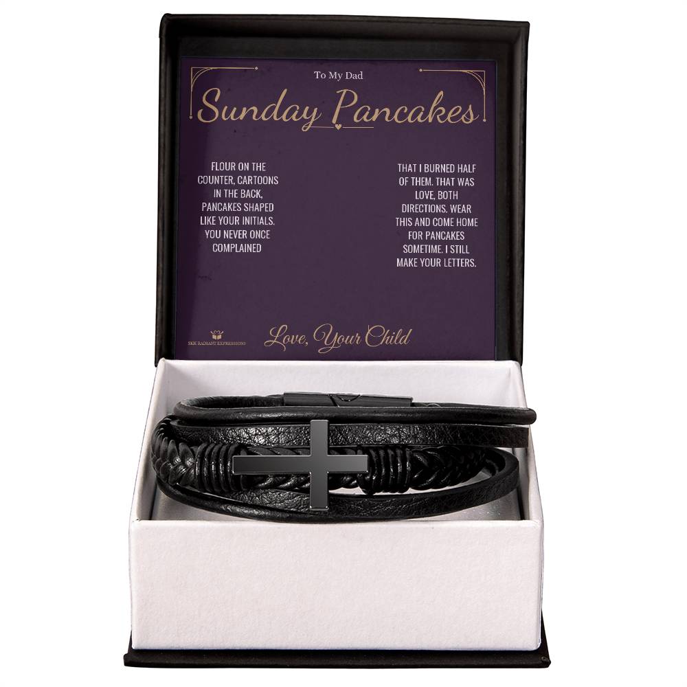 Sunday Pancakes - Men's Cross Bracelet for Dad