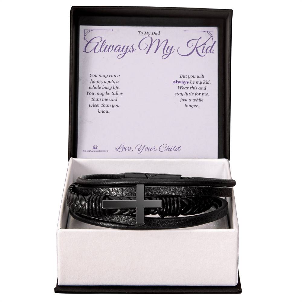 Always My Kid - Men's Cross Bracelet for Dad - personalized keepsake gift from SKH Radiant Expressions
