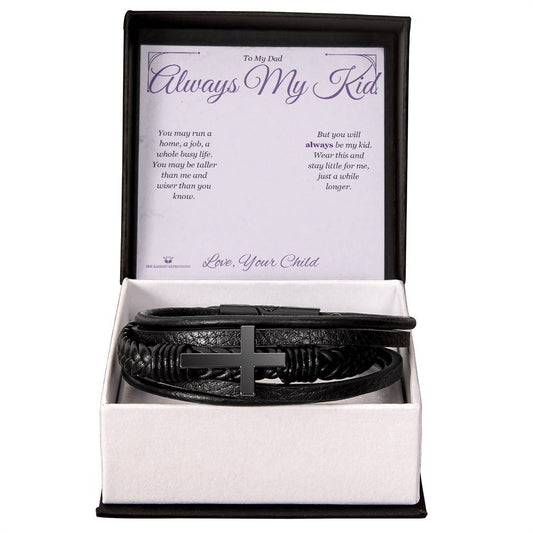 Always My Kid - Men's Cross Bracelet for Dad - personalized keepsake gift from SKH Radiant Expressions
