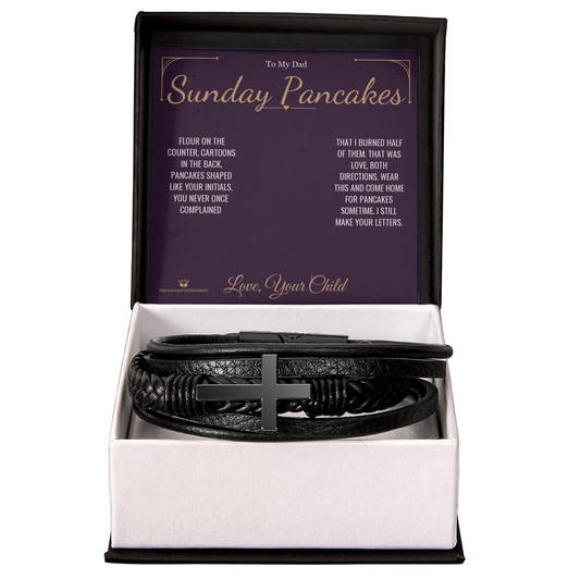 Sunday Pancakes - Men's Cross Bracelet for Dad - personalized keepsake gift from SKH Radiant Expressions