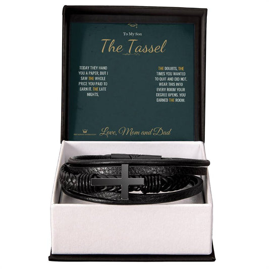 The Tassel - Men's Cross Bracelet for Son - personalized keepsake gift from SKH Radiant Expressions