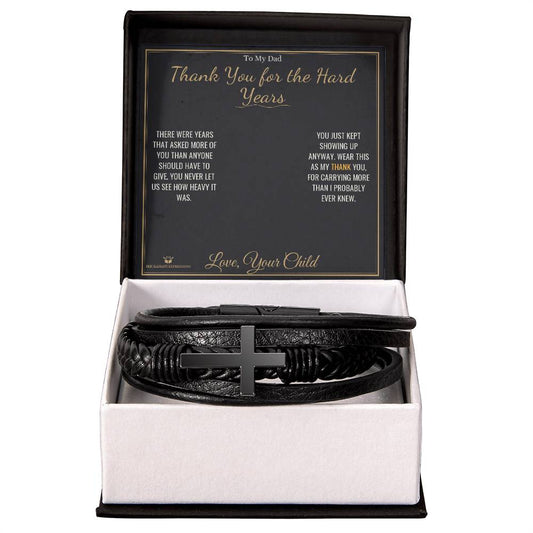 Thank You for the Hard Years - Men's Cross Bracelet for Dad - personalized keepsake gift from SKH Radiant Expressions