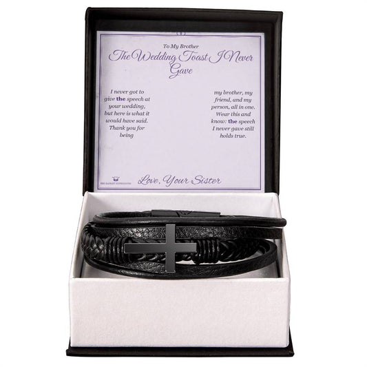 The Wedding Toast I Never Gave - Men's Cross Bracelet for Brother - personalized keepsake gift from SKH Radiant Expressions