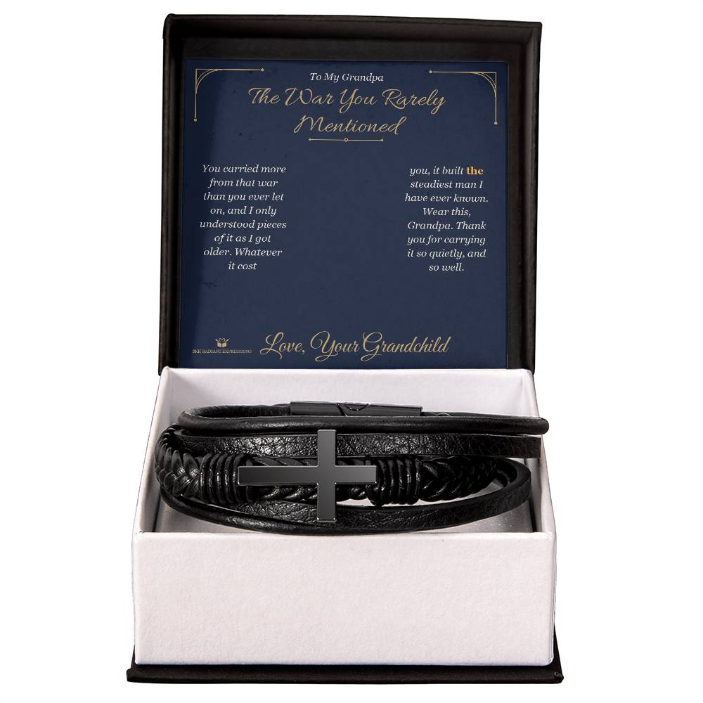 The War You Rarely Mentioned - Men's Cross Bracelet for Grandfather - personalized keepsake gift from SKH Radiant Expressions