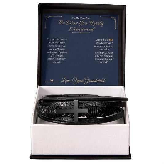The War You Rarely Mentioned - Men's Cross Bracelet for Grandfather - personalized keepsake gift from SKH Radiant Expressions