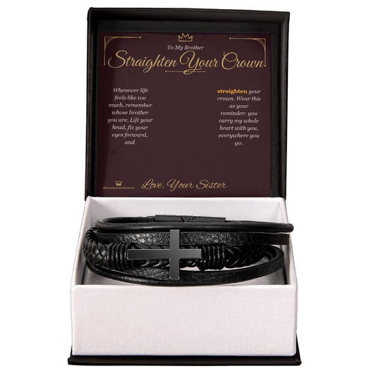 Straighten Your Crown - Men's Cross Bracelet for Brother - personalized keepsake gift from SKH Radiant Expressions