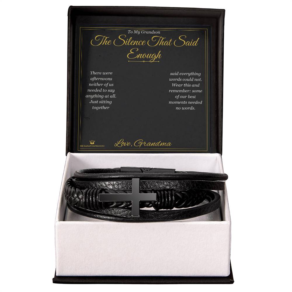 The Silence That Said Enough - Men's Cross Bracelet for Grandson - personalized keepsake gift from SKH Radiant Expressions