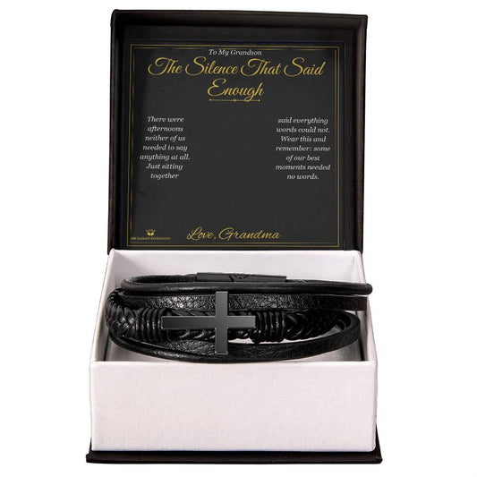 The Silence That Said Enough - Men's Cross Bracelet for Grandson - personalized keepsake gift from SKH Radiant Expressions