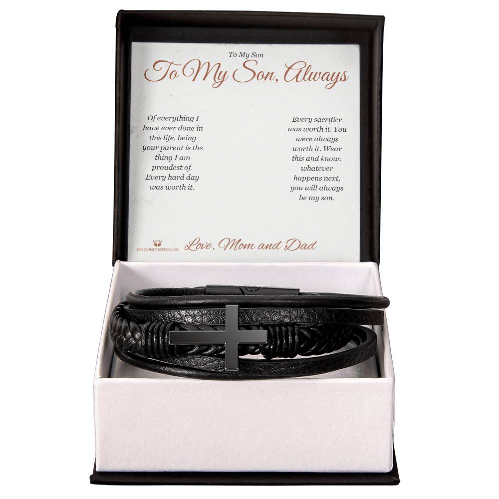 To My Son, Always - Men's Cross Bracelet for Son - personalized keepsake gift from SKH Radiant Expressions