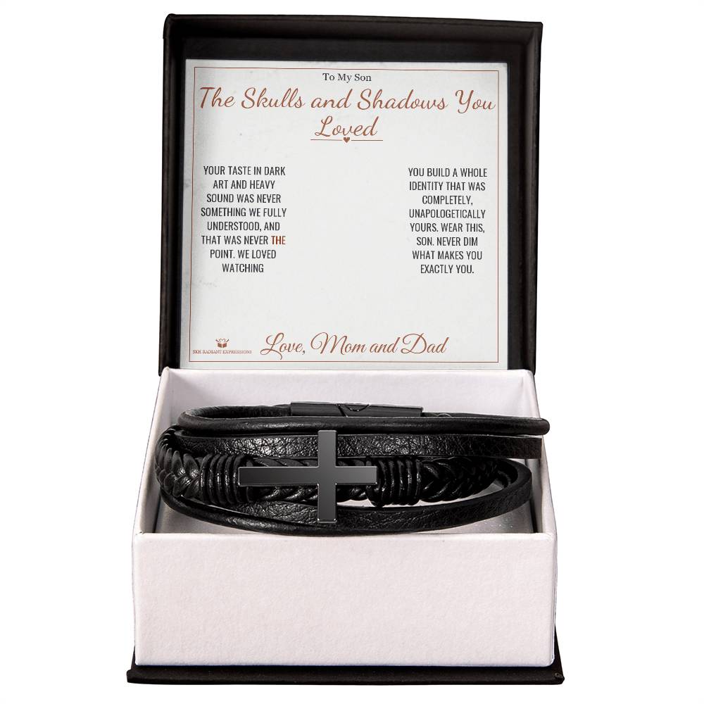 The Skulls and Shadows You Loved - Men's Cross Bracelet for Son - personalized keepsake gift from SKH Radiant Expressions