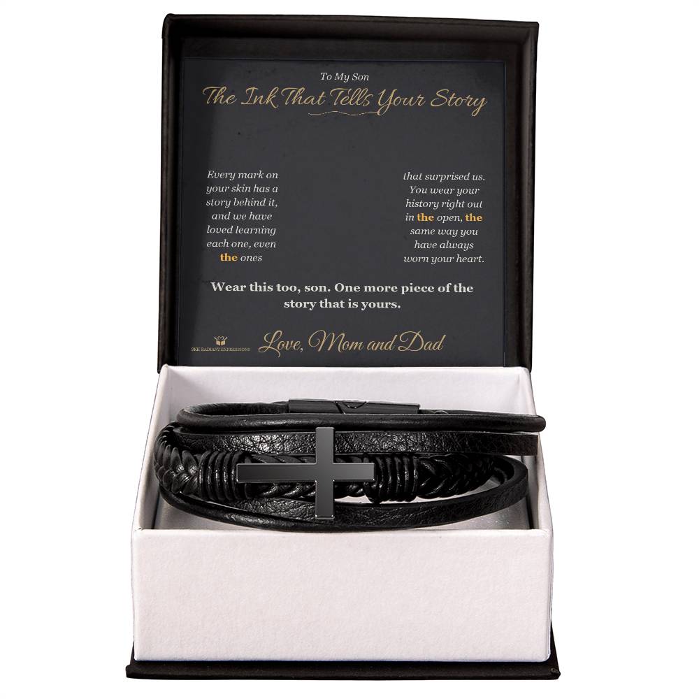 The Ink That Tells Your Story - Men's Cross Bracelet for Son - personalized keepsake gift from SKH Radiant Expressions