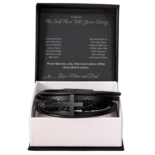 The Ink That Tells Your Story - Men's Cross Bracelet for Son - personalized keepsake gift from SKH Radiant Expressions