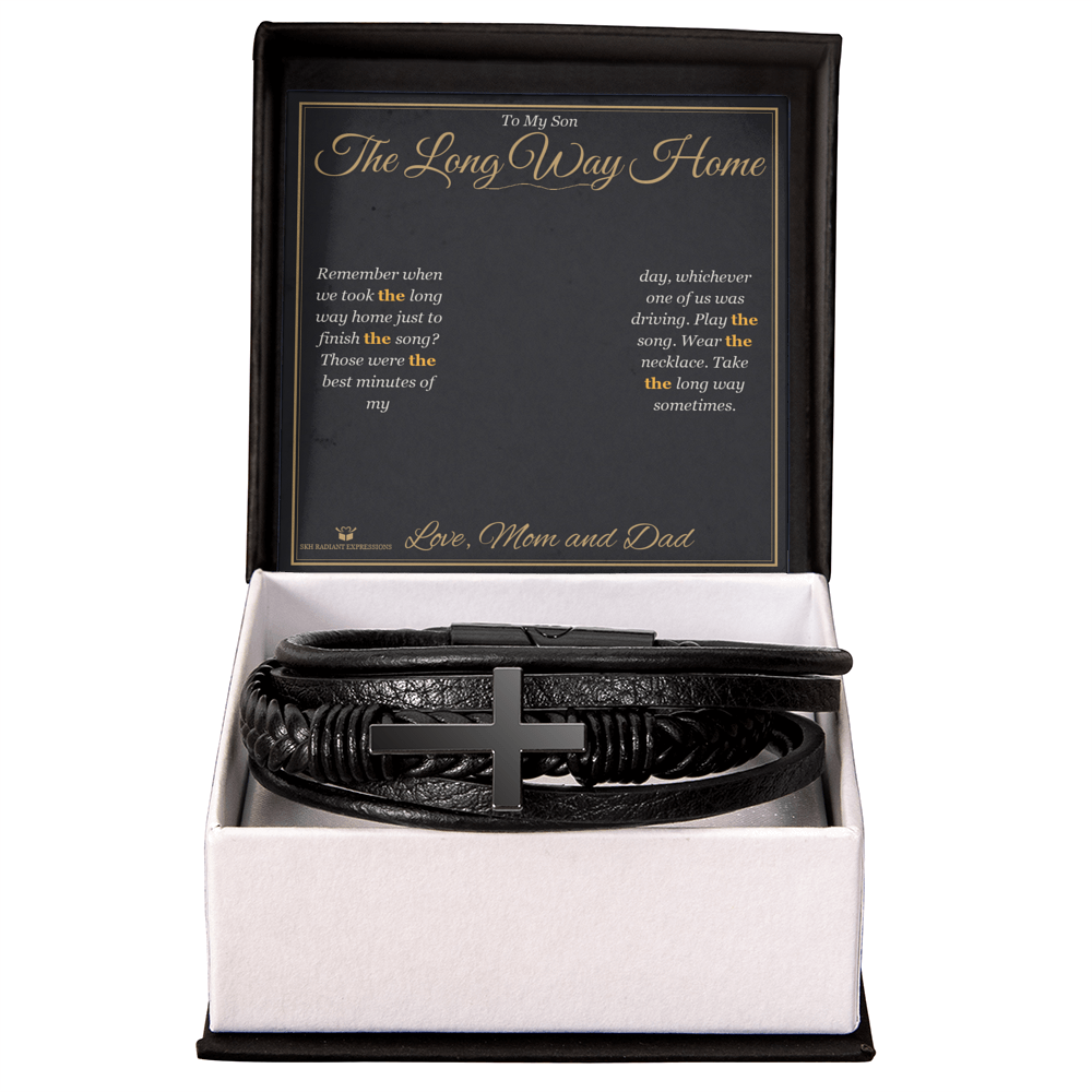 The Long Way Home - Men's Cross Bracelet for Son - personalized keepsake gift from SKH Radiant Expressions