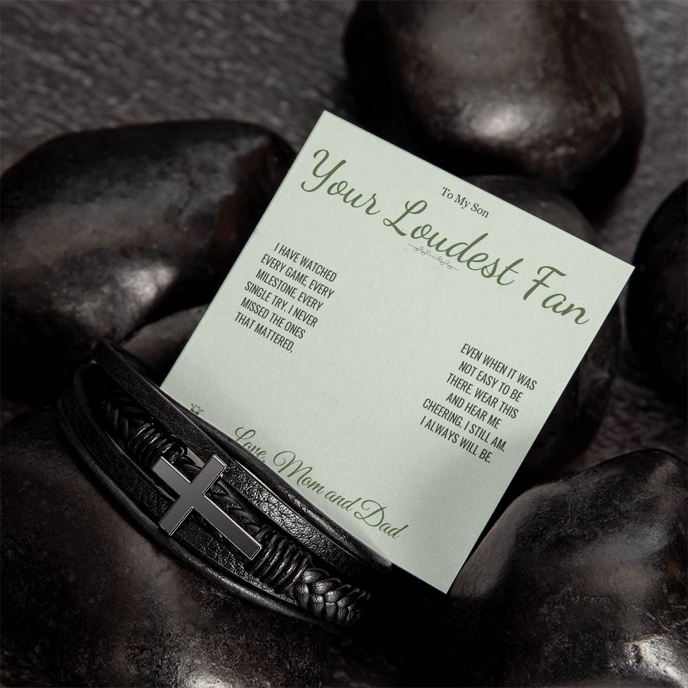 Your Loudest Fan - Men's Cross Bracelet for Son