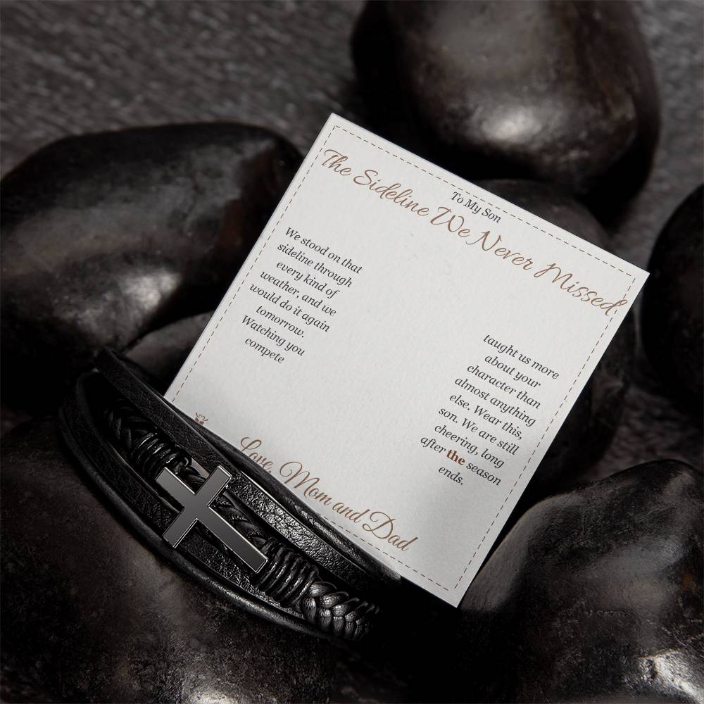 The Sideline We Never Missed - Men's Cross Bracelet for Son