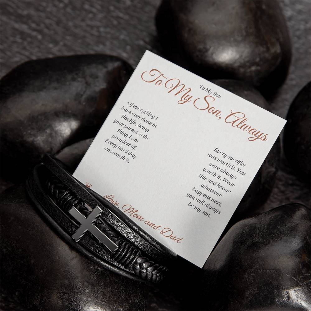 To My Son, Always - Men's Cross Bracelet for Son