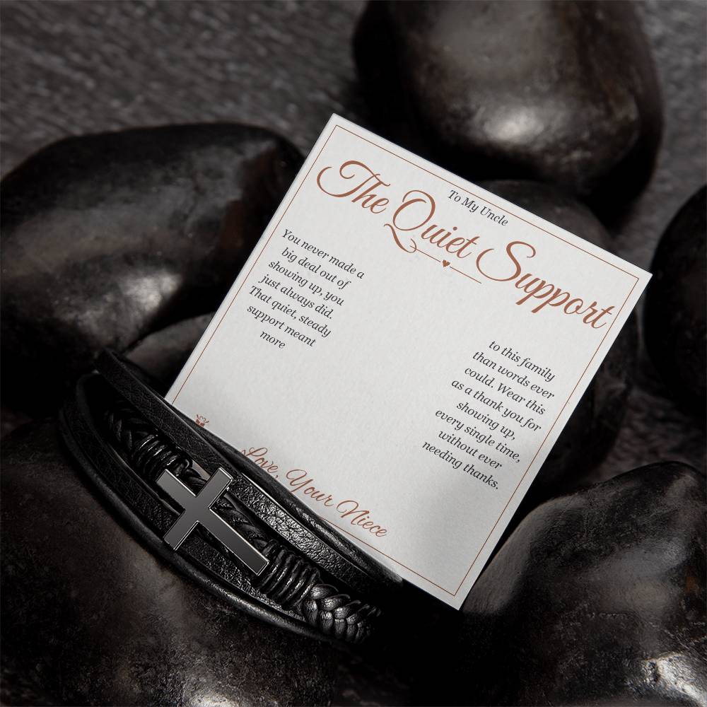 The Quiet Support - Men's Cross Bracelet for Uncle