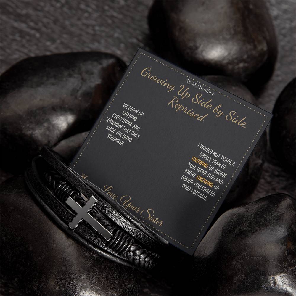 Growing Up Side by Side, Reprised - Men's Cross Bracelet for Brother